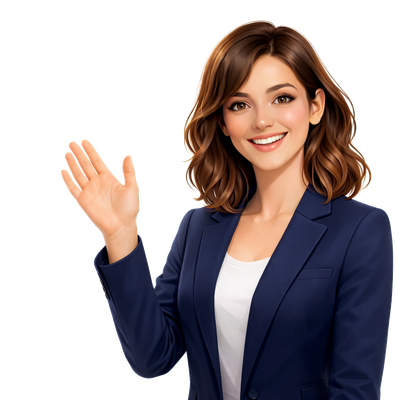 Jess waving — your AI business assistant